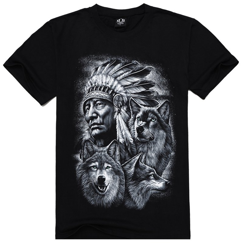 High-quality cotton T-shirt , men's T-shirt, summer short-sleeved T-shirt, Indian Head