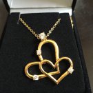 2 Gold Hearts Pendant with Gold Chain