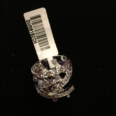 Fashionable Silver Ring with Swavorski Finish  Size 6