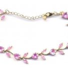 14K Flower Bracelet Pink CZs