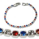 Red White and Blue Swarovski Rhinestone Tennis Bracelet