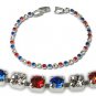 Red White and Blue Swarovski Rhinestone Tennis Bracelet
