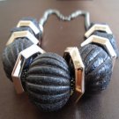 Women's Charcoal Chunky Chain Necklace with Bronze Metal