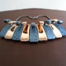Women's Gold Metal with Light Teal Collar Statement Necklace