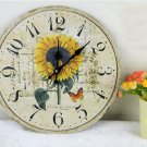 Sunflower Wall Clock,Silent Wood Wall Clock