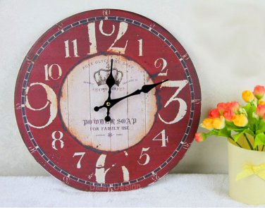 Vintage Country Wall Clock,Silent Wood Wall Clock