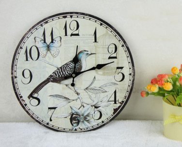 Bird Wall Clock,Silent Wood Wall Clock