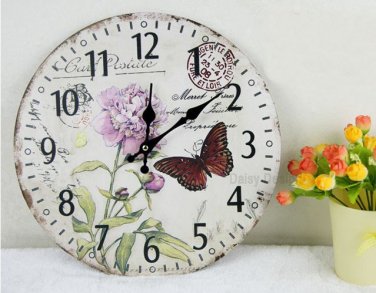 Butterfly Wall Clock,Silent Wood Wall Clock