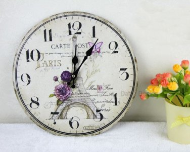 Iron Tower Wall Clock,Silent Wood Wall Clock