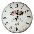 Country Rose Wall Clock,Silent Wood Wall Clock