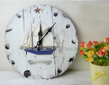 Nautical Wall Clock,boat Silent Wood Wall Clock