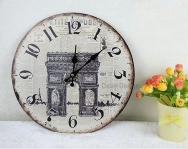 France icon Wall Clock,boat Silent Wood Wall Clock