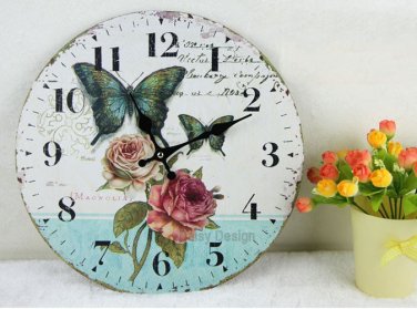 floral &butterfly Wall Clock,boat Silent Wood Wall Clock