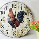 Country Big Cock Wall Clock,Silent Wood Wall Clock