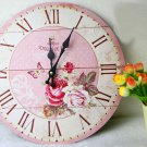 Pink Rose Wall Clock,Silent Wood Wall Clock