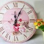 Pink Rose Wall Clock,Silent Wood Wall Clock