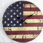Vintage US Flag Wall Clock,Silent Wood Wall Clock