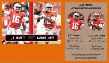 J.T. JT Barrett Cardale Jones Combo 2014 ACEO Sports Football Card Ohio State