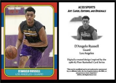 D'Angelo Russell NEW 1986-87 Fleer Style ACEO Card Rookie RC Los Angeles Lakers