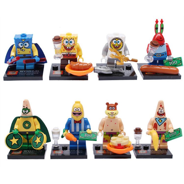 Super Hero Spongebob Squarepant Cartoon Minifigure Compatible Lego Toy