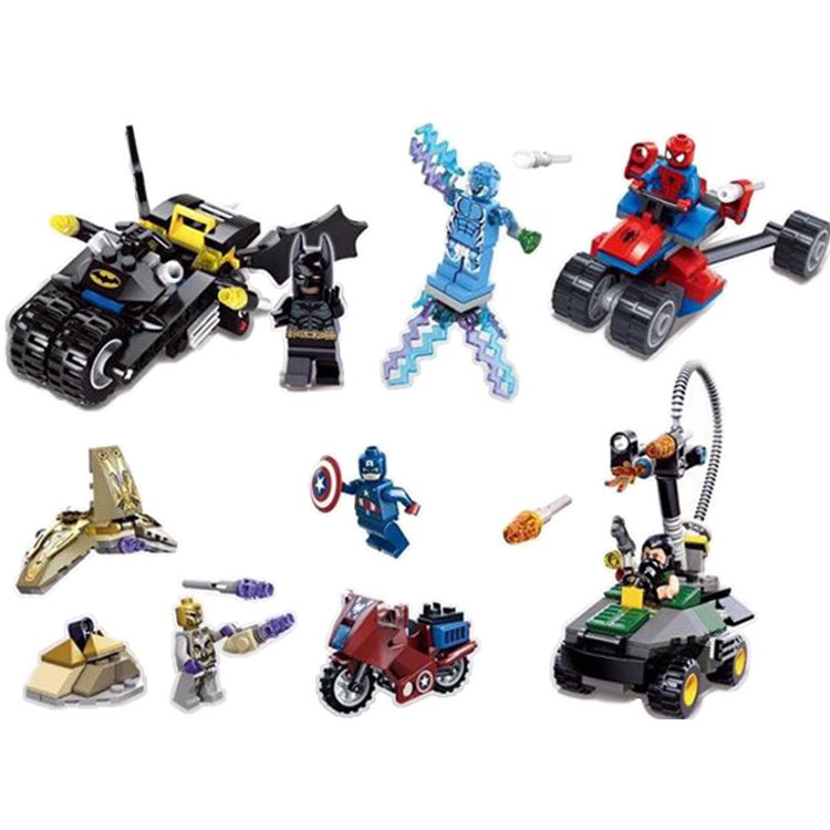 Super Hero Marvel Batman Freeze Spiderman Captain Vehicle Lego Compatible Toy