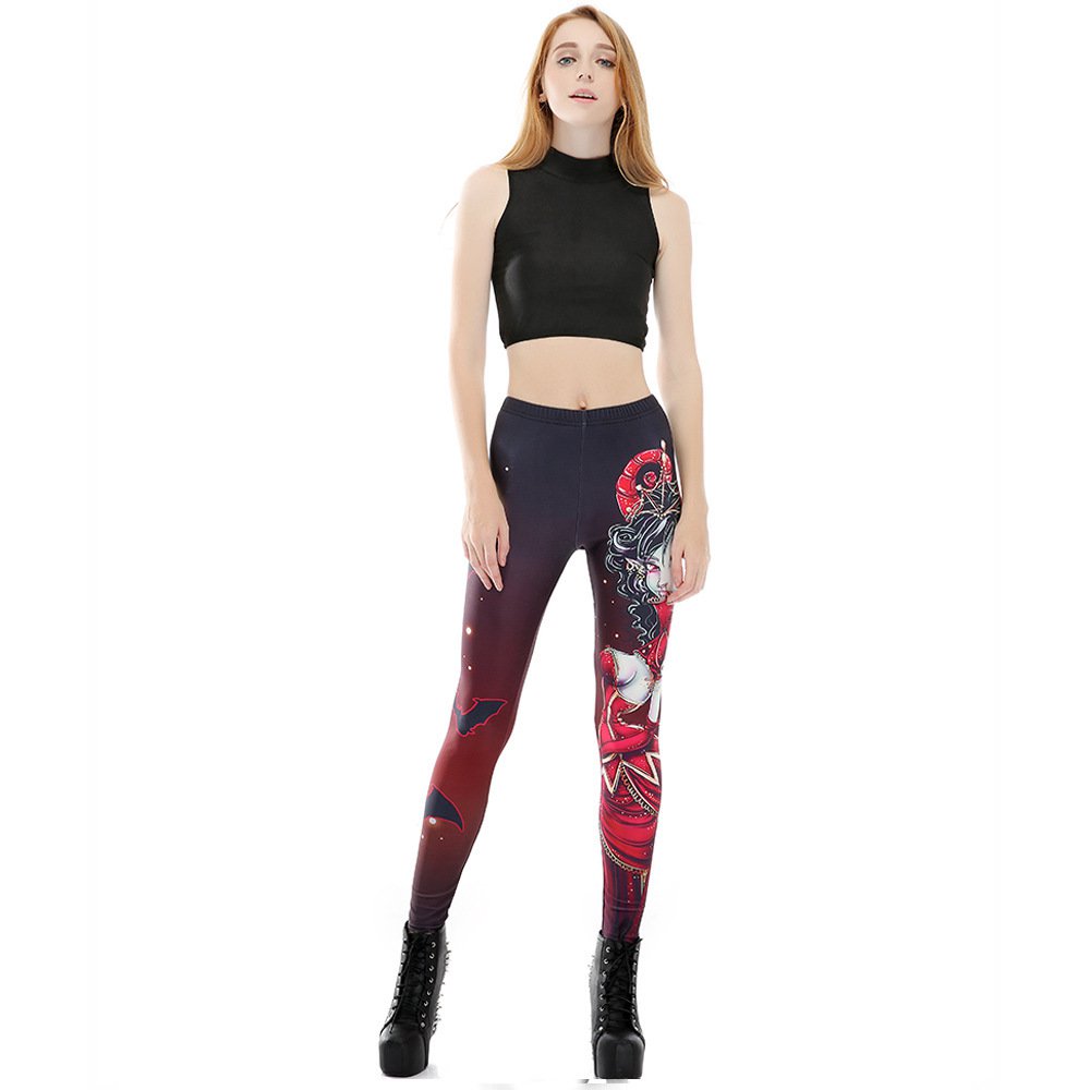 Game Girl In Red Workout Cartoon Leggings Spandex Halloween Tights