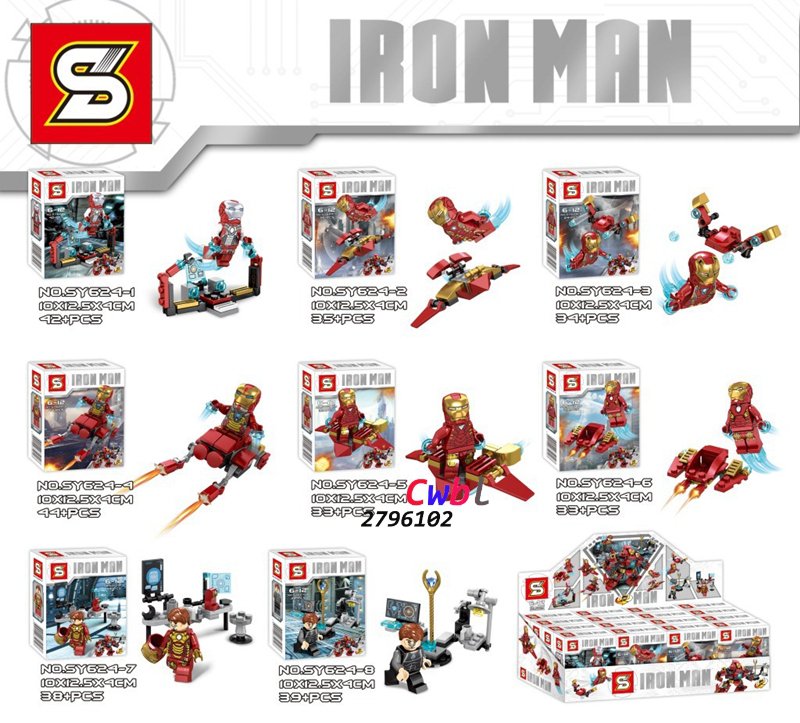 Iron Man 8 In 1 Minifigures building blocks action figure sets model Lego Compatible toys