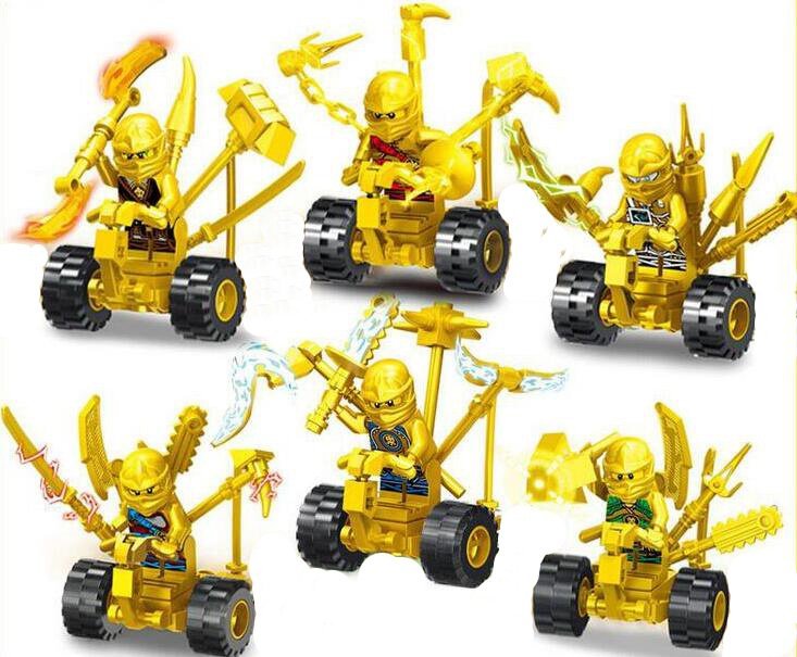 Ninjago Sets Gold Ninjago on Motors Minifigures Lego Compatible Toys