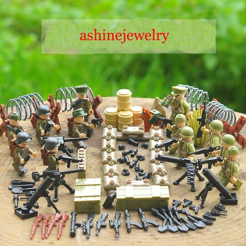 American German Soliders WW2 Normandy Landing Lego military sets Compatible Toys