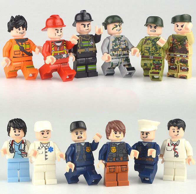 12pcs City Worker Police Minifigures Compatible Lgeo Toy City Minifigures