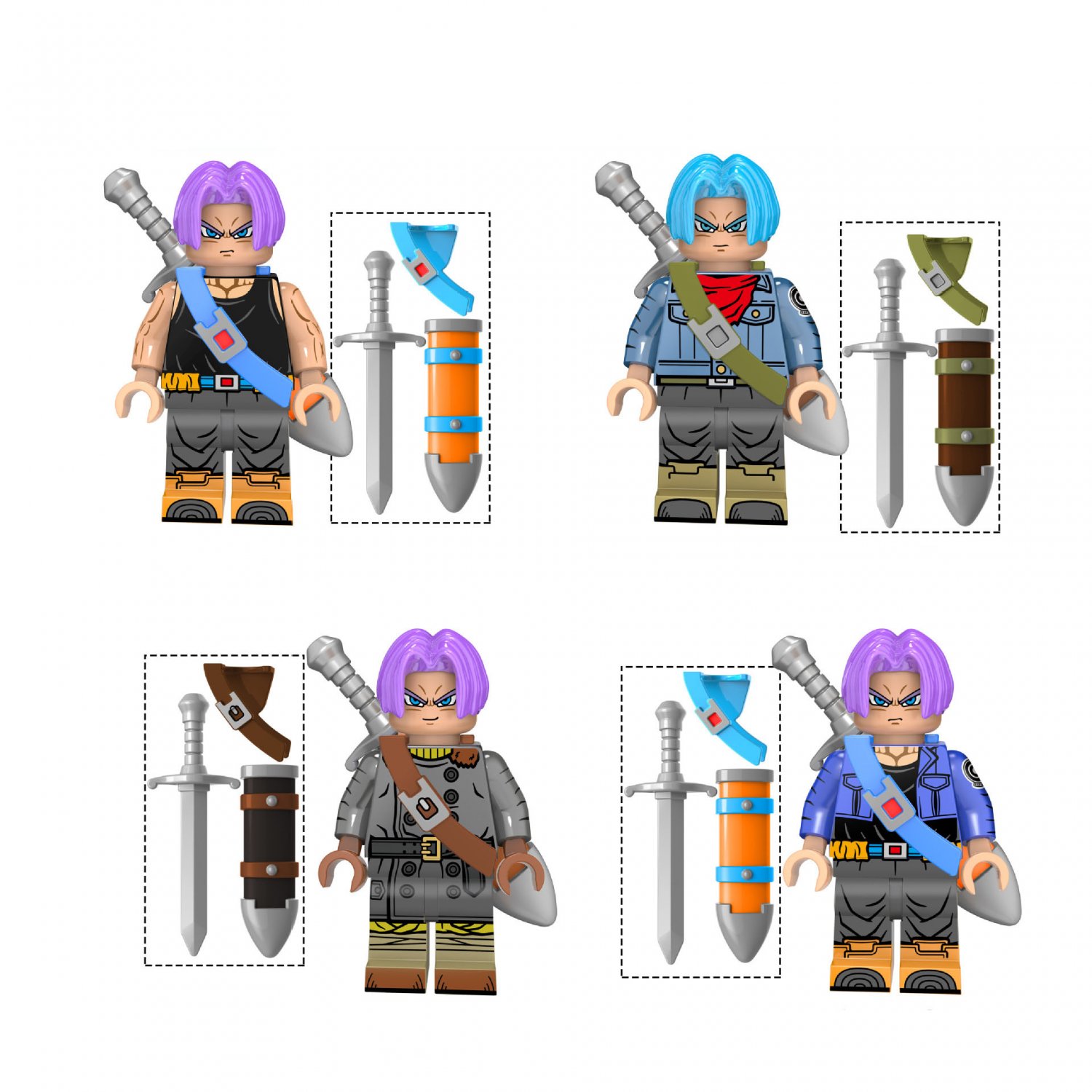 4pcs Torankusu Sword Minifigures Compatible Lego Dragon Ball Z Minifigures