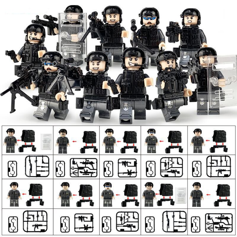10pcs City Riot Police Minifigures Lego Compatible military sets