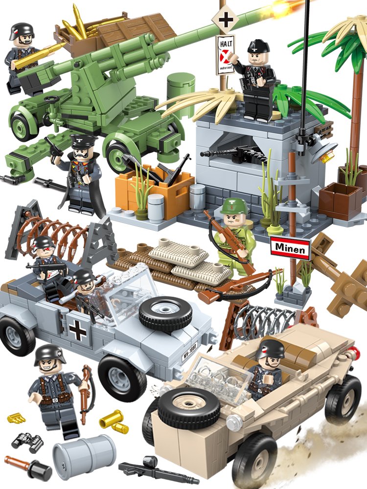 WW2 German Army base VW166 soldiers Minifigures Lego Compatible Military Toy
