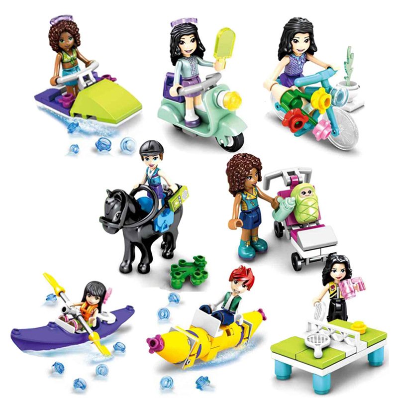 Girl Friends by DK motorcycle Minifigures Lego Friends 2019 Compatible Toy