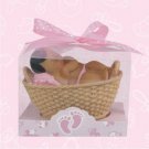 African American Baby Girl Sleeping in Basket Favor