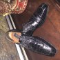 AWESOME MENS MEZLAN GENUINE BLACK ALLIGATOR LEATHER DRESS SHOES SIZE 14M
