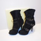 New Liliana Black Buckle Heels Size 6-1/2