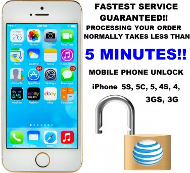 FACTORY UNLOCK Code Service for AT&T iPhone 5S 5C 5 4S 4 3GS 3G **FAST**