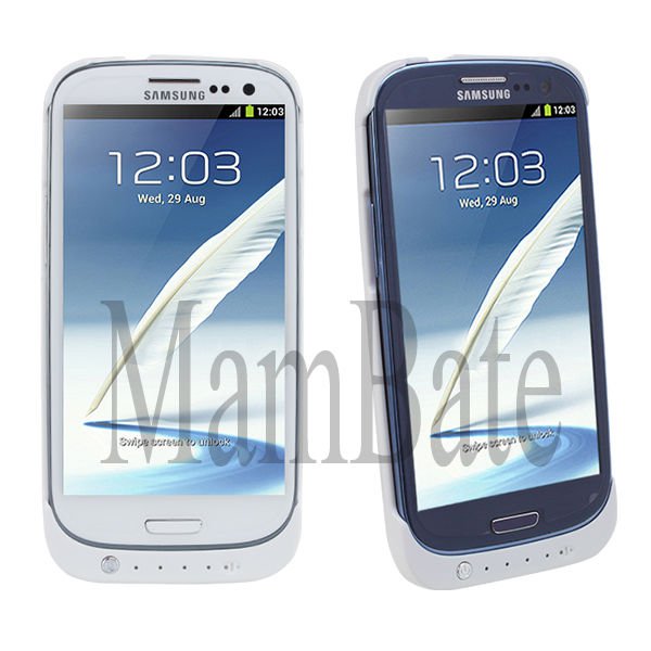 Rechargeable White 2200mAh Battery Charger Case For Samsung GALAXY S3