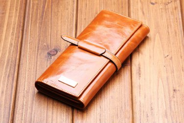 Genuine oiled leather cowhide fashion wallet / purse with multiple card holders