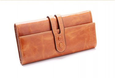 Oil Waxed Cowhide Wallet / Clutch Bag for Women Design with Multi-card Wallet holder Leather Genuine