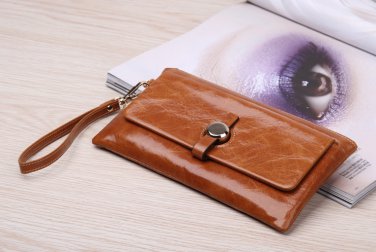 Genuine leather big capacity, zipper design wallet / purse for women with a belt decoration