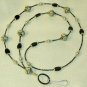 Beaded ID Badge Lanyard Necklace Tag Holder Gray Black Silver Beads New