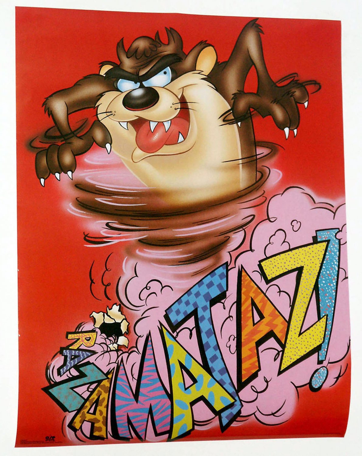 TASMANIAN DEVIL RAZAMATAZ! POSTER FROM 1988, LOONEY TUNES, VINTAGE!