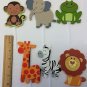 Set of LARGE  6 Jungle Animal Wooden Cupcake Toppers / Safari Cupcake Toppers