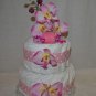 2 Tier Pink Orchid Diaper Cake / Baby Shower Gift / New Baby Gift