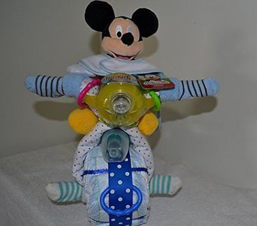 Mickey Mouse Motorcycle Diaper Cake with Plush Toy