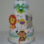 3 Tier Safari / Jungle Themed Baby Diaper Cake (Girl/ Boy/ Gender Neutral)