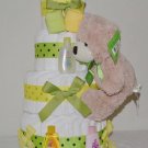 Green and Yellow Baby Diaper Cake (Gender Neutral)- Baby Shower Centerpiece
