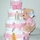 Pink Baby Girl Diaper Cake -Baby Shower Centerpiece/ New Baby Gift/ Welcome Baby